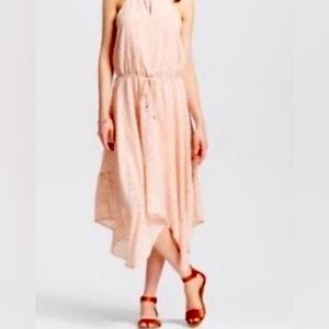 NWT MOSSIMO Flowy Pink Peach Solid geometric sheer dress